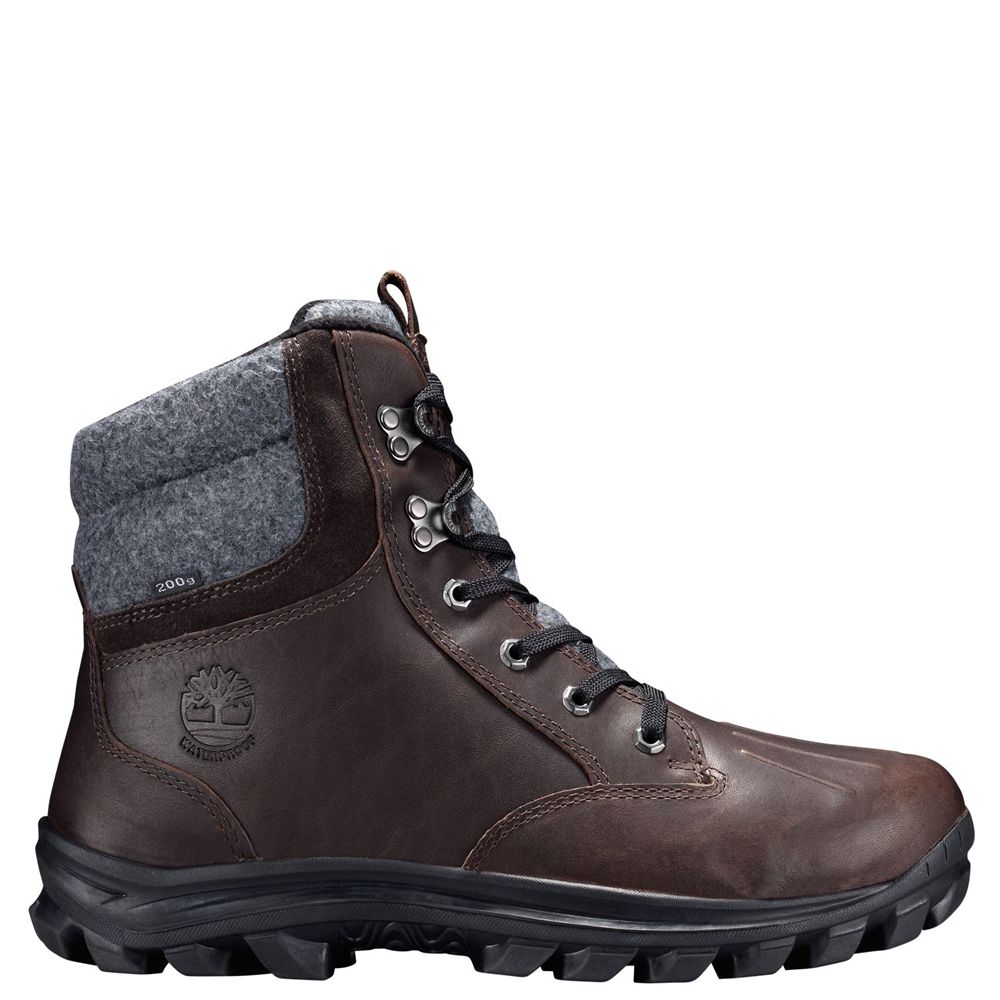 Timberland Mens Snow Boots Chillberg Mid Waterproof - Dark Brown - India FI5379406